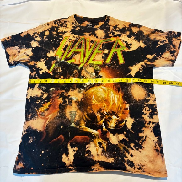 Slayer Bleached Tie Dye Graphic T Shirt Heavy Metal Band Tee - Picture 5 of 11